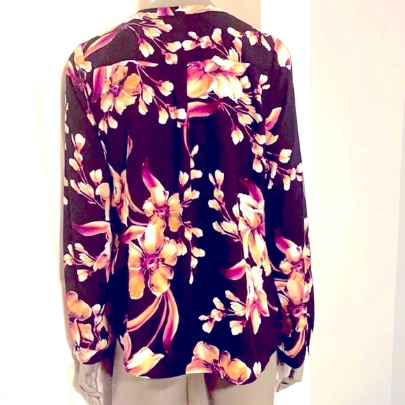 NWT KARL LAGERFELD PARIS RUFFLE Floral Blouse Sz M - Picture 3 of 5